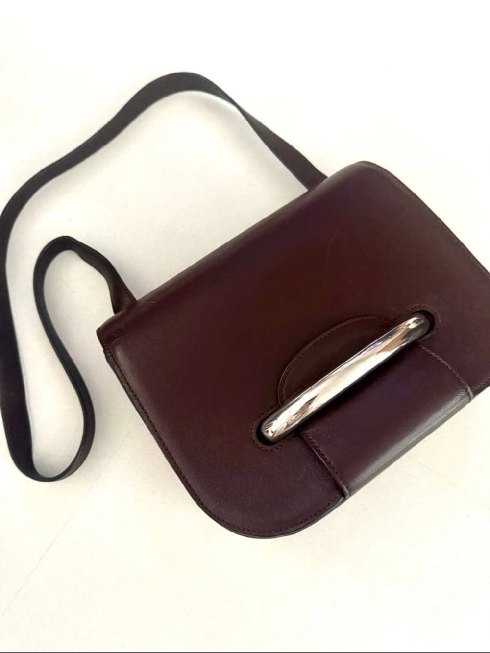 Mulberry Chocolate Brown Leather Shoulder Bag with Silver Bar